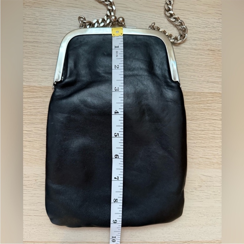 Nordstrom Black Leather Crossbody with Silver Chain and Frame Accents - Picture 9 of 9